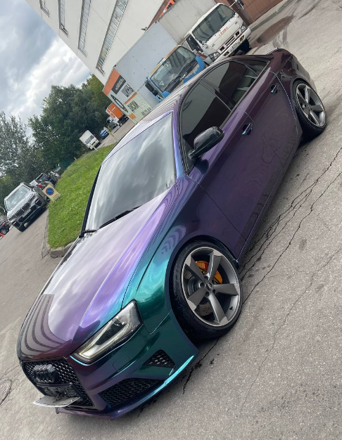 Оклейка Audi в Sunmax 29 Green Purple Color PPF