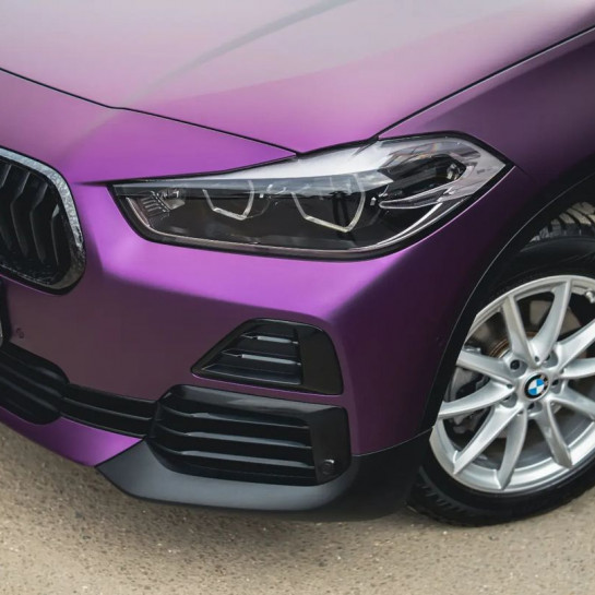 Оклейка BMW X2 в Sunmax Satin Midnight Purple по странам СНГ