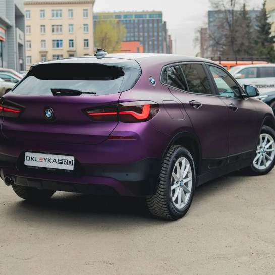 Оклейка BMW X2 в Sunmax Satin Midnight Purple по странам СНГ