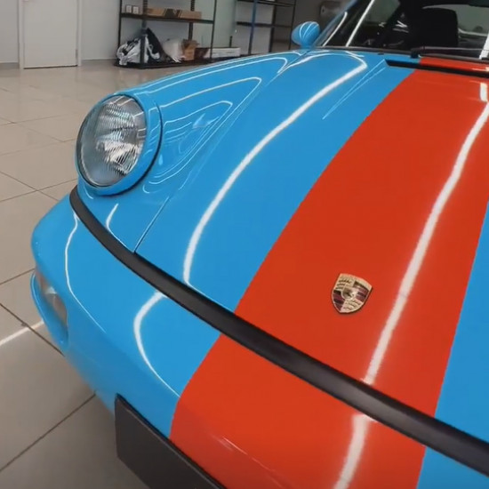 Оклейка Porsche 911 в Sunmax 265 Ultra Gloss Ice Blue