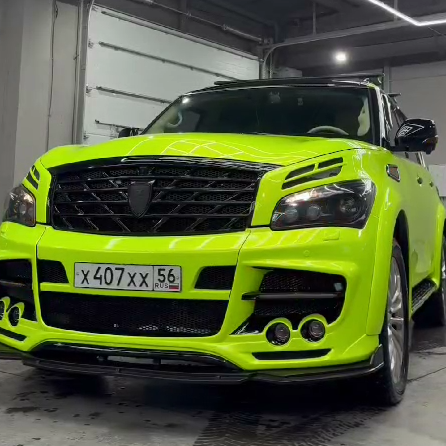 Оклейка автомобиля Infiniti цветным полиуретаном Sunmax Phantom Lemon