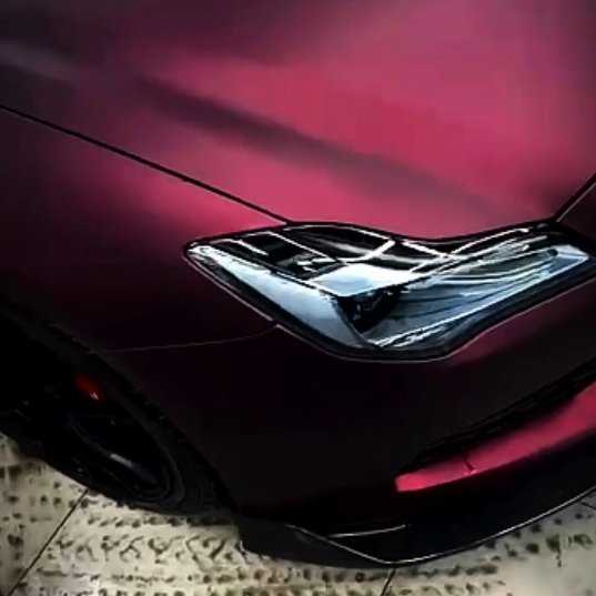 Оклейка Maserati цветным защитным полиуретаном Sunmax 37 Matt Black Charm Red Color PPF