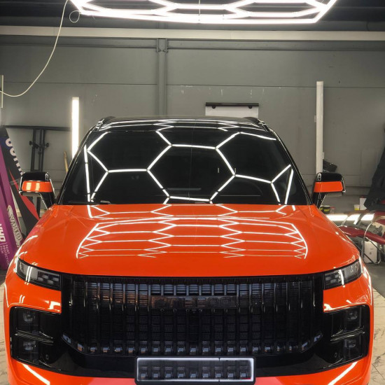 Оклейка Jaecoo цветным полиуретаном Sunmax 6 Lotus Orange Color PPF
