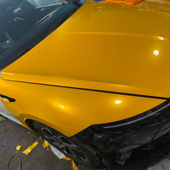 Оклейка Hyundai цветным антигравийным полиуретаном Sunmax 7 Maple Yellow Gloss Color PPF