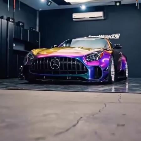 Оклейка Mercedes защитной полиуретановой пленкой Sunmax 30 Green Blue PPF
