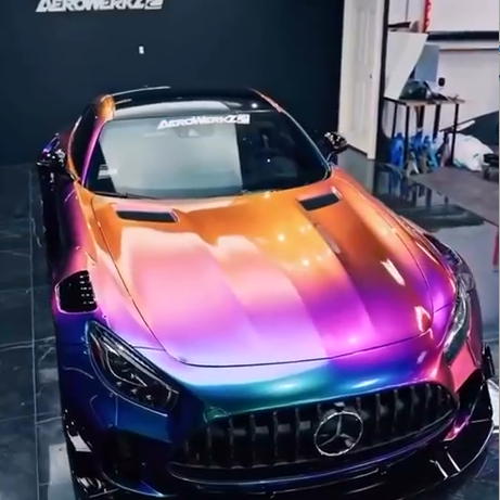 Оклейка Mercedes защитной полиуретановой пленкой Sunmax 30 Green Blue PPF