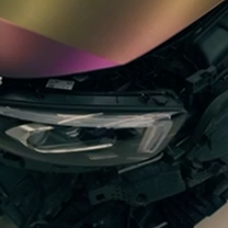 Оклейка Mercedes полиуретановой пленкой Sunmax 33 цвета Purple Haze Matt PPF