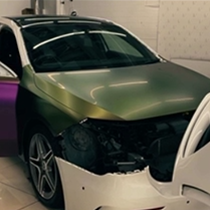 Оклейка Mercedes полиуретановой пленкой Sunmax 33 цвета Purple Haze Matt PPF