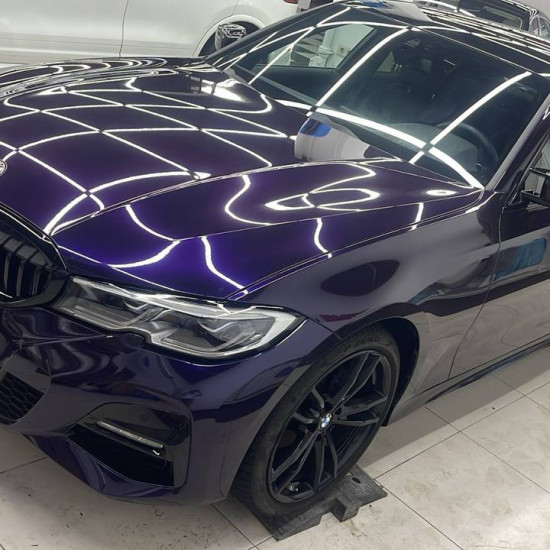 Оклейка BMW цветным полиуретаном Sunmax 20 Purple Pearl PPF