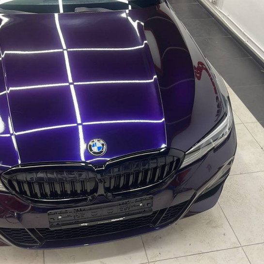 Оклейка BMW сиреневым полиуретаном Sunmax 20 Purple Pearl PPF
