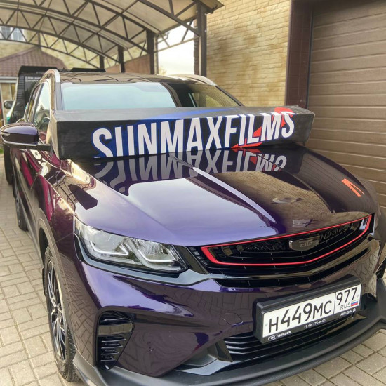 Оклейка Geely полиуретаном Sunmax 20 Purple Pearl PPF