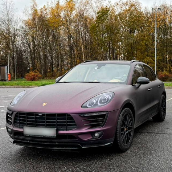 Оклейка Porsche цветным полиуретаном Sunmax 110 Matt Metal Night Purple PPF