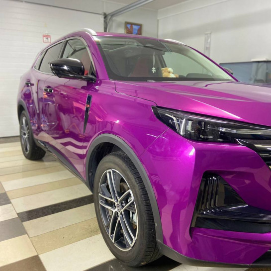 Оклейка Changan полиуретановой пленкой Sunmax 19 Violet Pearl PPF