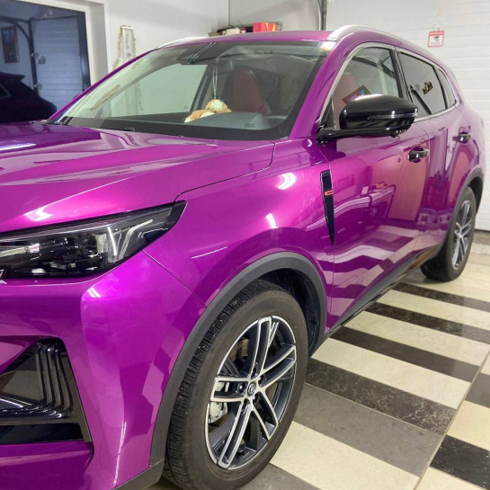 Оклейка Changan полиуретановой пленкой Sunmax 19 Violet Pearl PPF