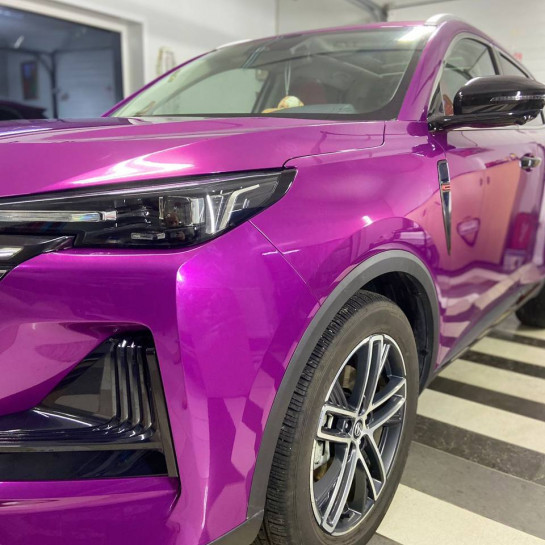 Оклейка Changan полиуретановой пленкой Sunmax 19 Violet Pearl PPF