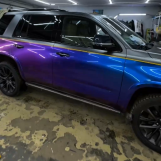 Оклейка Cadillac полиуретановой пленкой Sunmax 30 Green Blue PPF и 45 Matte AMG Gray PPF