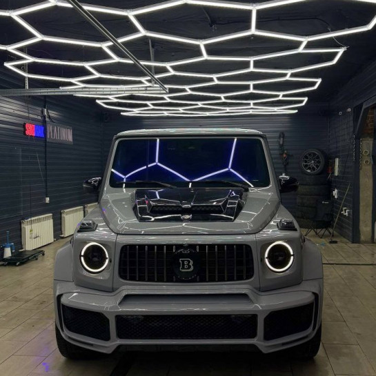 Оклейка Mercedes полиуретановой пленкой Sunmax 15 Brooklyn Grey Gloss PPF