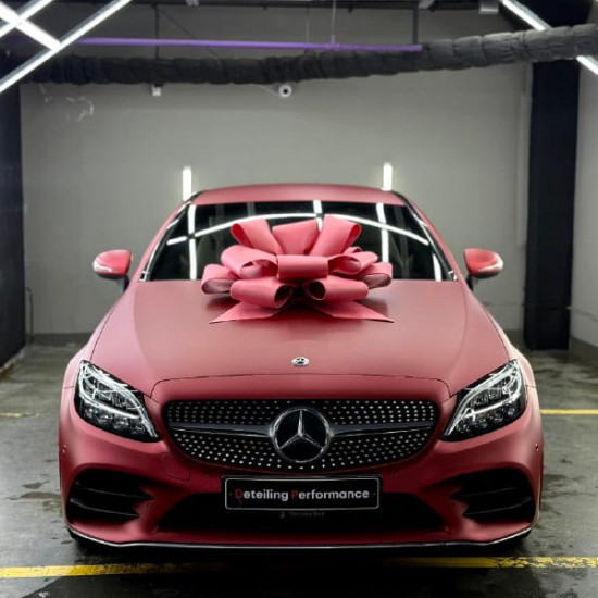 Оклейка Mercedes цветным полиуретаном Sunmax 112 Matt Metal Romanee Red PPF