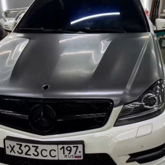 Оклейка Mercedes цветным полиуретаном Sunmax 45 Matte AMG Gray PPF
