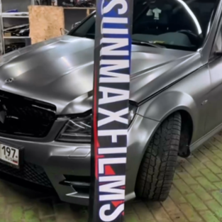 Оклейка Mercedes цветным полиуретаном Sunmax 45 Matte AMG Gray PPF