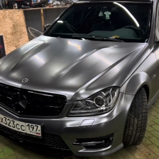 Оклейка Mercedes цветным полиуретаном Sunmax 45 Matte AMG Gray PPF