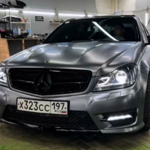 Оклейка Mercedes цветным полиуретаном Sunmax 45 Matte AMG Gray PPF