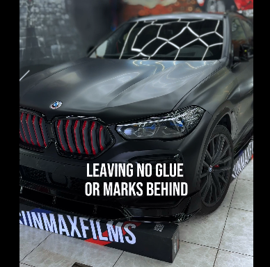 Оклейка автомобиля BMW X6 матовым полиуретаном Sunmax 137 Matt Metal Black PPF