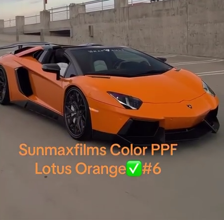 Оклейка Lamborghini Aventador цветным полиуретаном Sunmax 6 Lotus Orange PPF